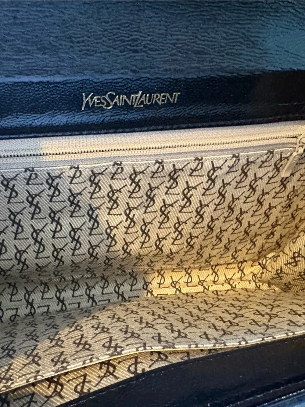 YSL  Black Woven Patent Envelope vintage Clutch with off label chain - Picture 8 of 14